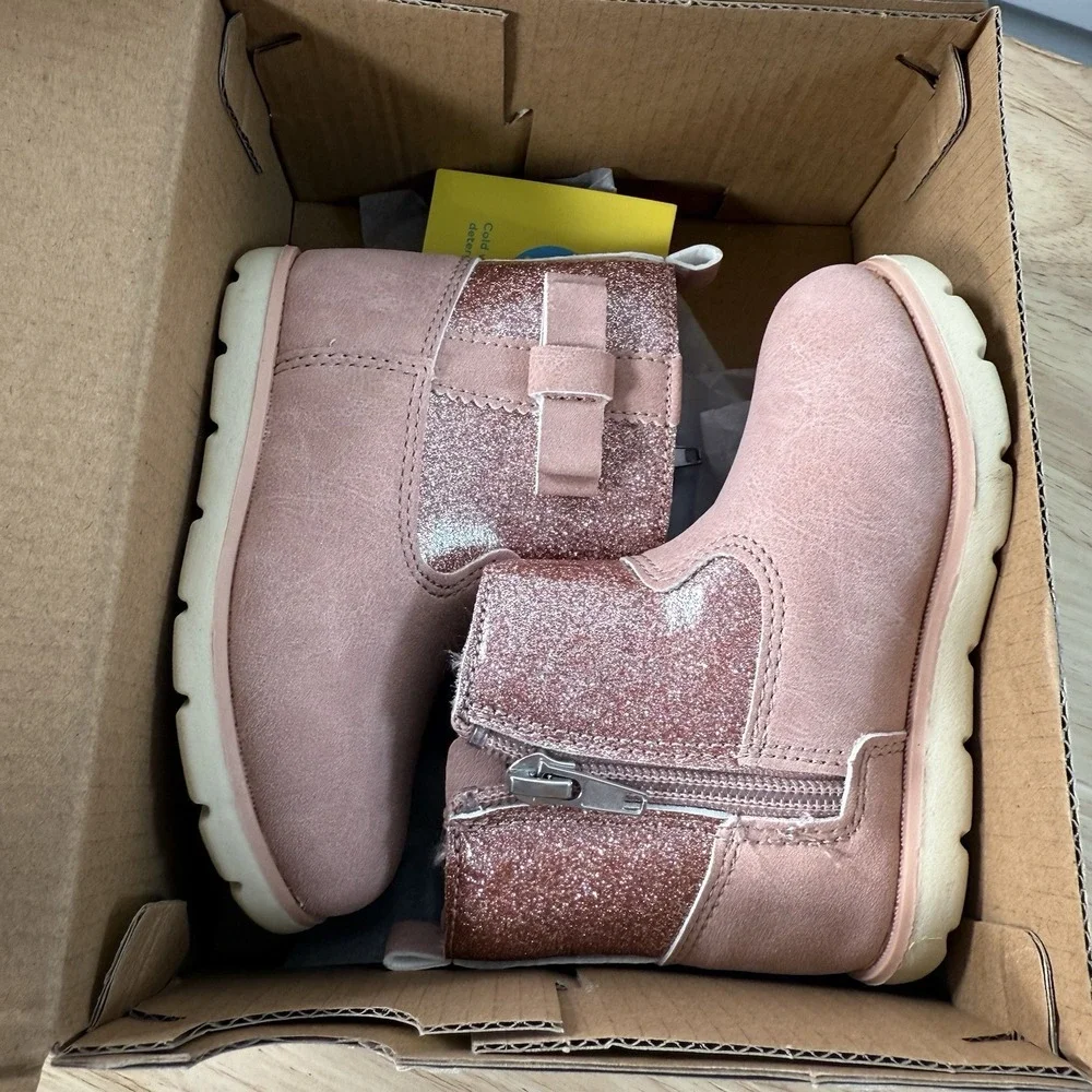 Munchkin by Stride Rite Little Girl's Size 6M Avalon Pink Glitter Side-Zip Boots